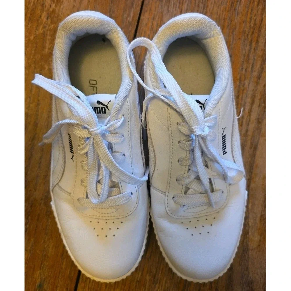 Puma Carina Street Lace Up Youth White Sneakers Casual‎ Shoes Size 3c